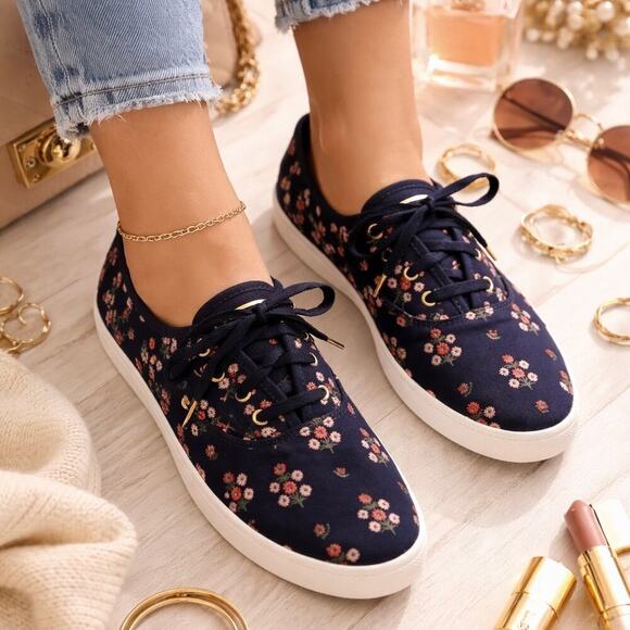 Keds x Rifle Paper Co. Shoes - Keds x Rifle Paper Co. Blue Embroidered Floral Sneakers Size 9.5 Spring Cottage